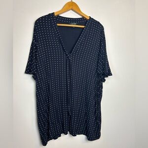 Lauren Ralph Lauren Black and White Polka Dot  Top Blouse Plus Size 3X stretch